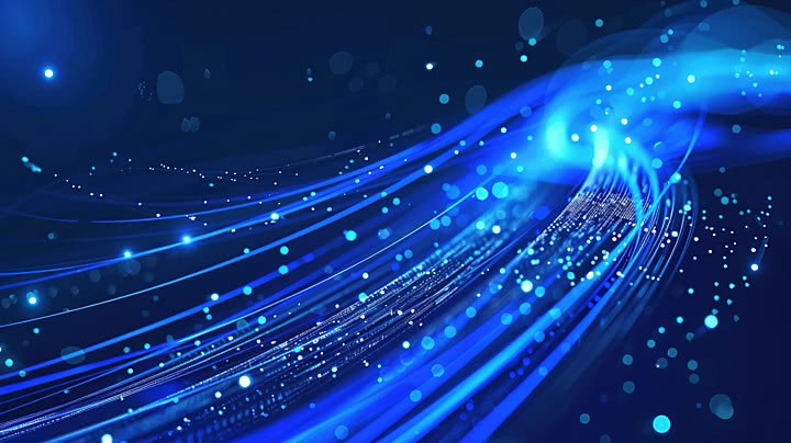 Blue fiber-optic light streaks